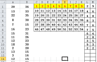 如何利用公式把123456789几个数字代替对应列下面的数字出现在后面列中？