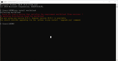win10安装了python3.6，但是无法用cmd命令行执行命令,下载worldcloud库，