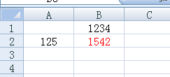 在excel中A2是125，B1是1234，把这两个数乘积的前4位数放在B2，怎么用公式表达。