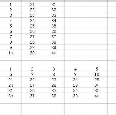 excel中怎吗把10列数字变成5列2行,变成如下的样式，数据很多。