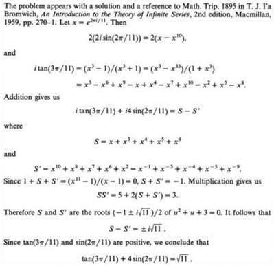 怎么证明4sin（3π/11）+tan（2π/11）=根号11？（用欧拉公式）下面的英文和过程，看不懂，麻烦写得详细点