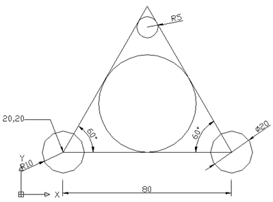 cad在三角形的角上做一个圆形，不是内切圆