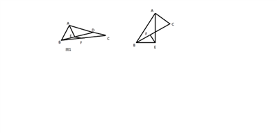 如图，在△ABC中，AE平分∠BAC，BE⊥AE于点E，点F是BC的中点。
