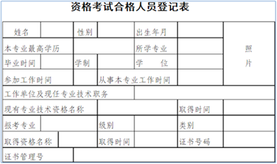 辽宁省葫芦岛《资格考试合格人员登记表》在哪里下载