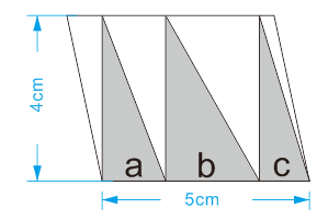 已知平行四边形的底和高求阴影部分的面积。底是5厘米，高是4厘米。